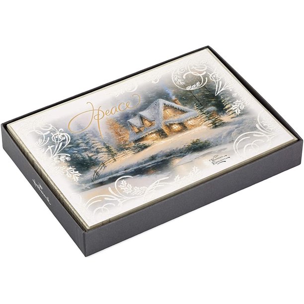 Thomas Kinkade Christmas Boxed Cards, Peace (16 Cards and 17