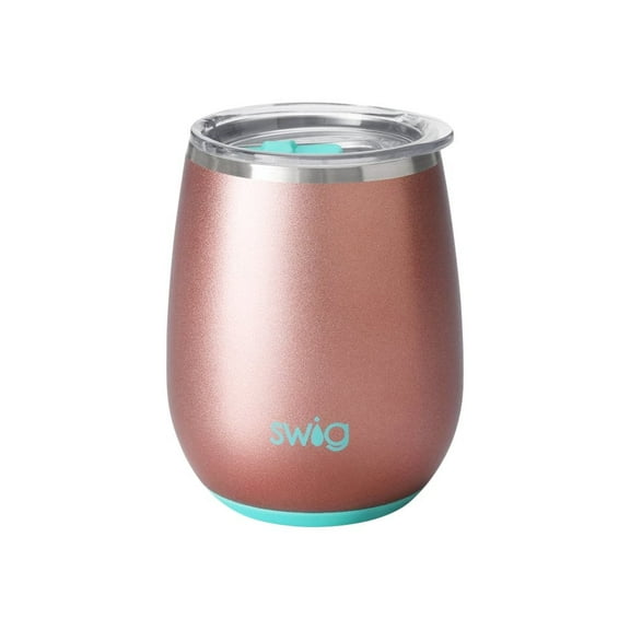 Swig Life 14oz Stemless Wine Cup | Insulated Stainless Steel Wine Tumbler | Rose Gold
