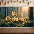 thumbnail image 3 of Red Curtain Christmas Banner Green Lettering Merry Christmas Banner Christmas Tree Decor String Lights Xmas Banner for Christmas Party Family Gathering Indoor Decor, 3 of 9