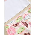 thumbnail image 2 of Suealasg Toddler Girl Birthday Clothes Doughnut Print Short Sleeve T-Shirt +Elastic Flare Pants Set +Headband 3 Piece Toddler Cake Smash Outfits, 2 of 9
