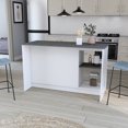 thumbnail image 4 of Kitchen Island with 59" W Workspace Ideal for Meal Preps and Alternative Dining Areas, Two Open Shelves and Double - door Cabinet in White/Light Oak, 4 of 5