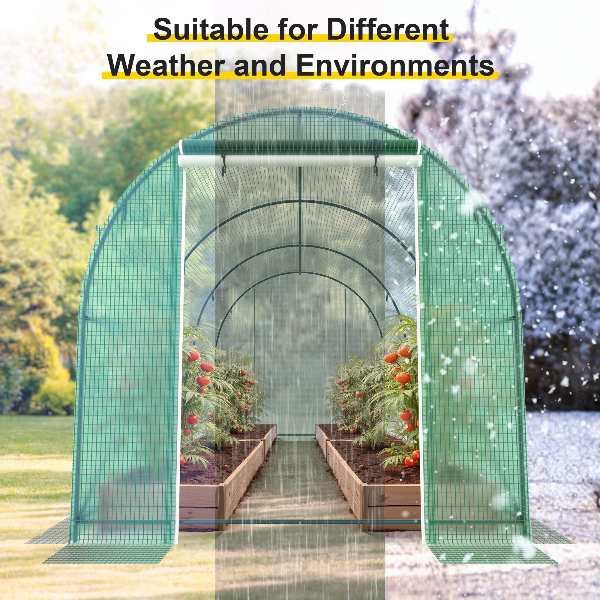 GOJOOASIS 10x7x7 FT Walk-in Tunnel Heavy Duty Greenhouse Plastic Plant Warm House