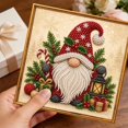 thumbnail image 6 of Festive Beaded Christmas Gnome Tabletop Decor, Embellished Pearl Art with Red Hat & White Beard, Golden Framed Holiday Ornament for Mantel Shelf Display, 6 of 10