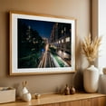 thumbnail image 4 of Along the Tracks, Charlotte - Charlotte North Carolina Photography City Nightlife Skyline Architecture Street Photography Night Sky Oak Framed Wall Art Print 5 x 7 inches, 4 of 6