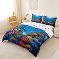thumbnail image 2 of jejeloiu Colorful Ocean Coral Bedding,Dolphin Fish Print Duvet Cover Full For Boys,Multicolor Blue,Polkadot Reversible,3 Pieces,1 Duvet Cover and 2 Pillowcases, 2 of 6