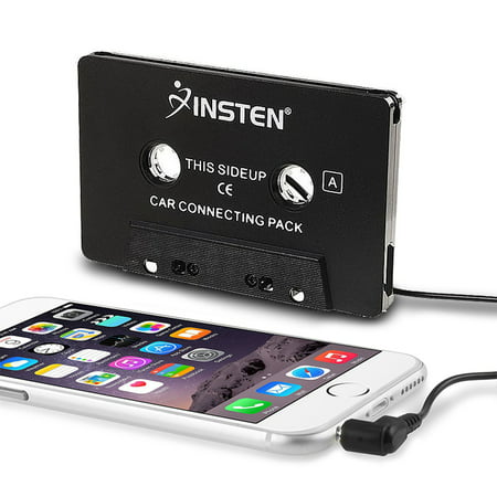 Insten Universal Stereo In Car 3.5mm Aux Audio Cassette Adapter Converter for iPhone iPod Nano Music MP3 Player MP4 CD MD Cell phone Android Smartphone with 3' Cord
