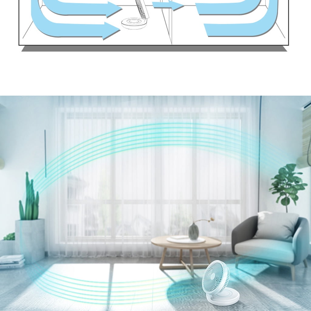 ZUARFY 4000mAh USB Rechargeable Air Circulation Fan 120 Degree Oscillation 4 Speed Foldable Fan With LED Light for outdoor Home