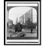 Historic Framed Print, [A characteristic row of smokestacks at steel works, Homestead, Pennsylvania], 17-7/8" x 21-7/8"