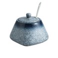 thumbnail image 1 of Solid Color Ceramic Sugar Bowl With Lid, 340ml/12oz Porcelain Sugar Pot With Spoon, Small Salt Pot, Storage Jar , For Coffee Bar, Restaurant-Blue-340ml 12oz, 1 of 7