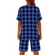 thumbnail image 2 of TaTaai Women's Summer Two Piece Outfit Plaid V-Neck Short Sleeve Button Blouse and Drawstring Waist Shorts Linen-Like Fabric Casual Matching Set Gift, 2 of 7