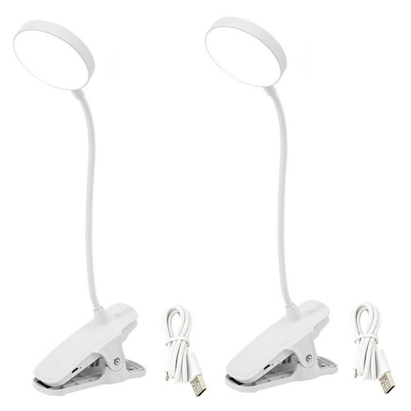 2PCS Clip on Light Dimmable Portable Desk Light Mini Clip Lamp, USB Power Small Desk Lamp with Clamp, Reading Lights for Books Bunk Bed Headboard Makeup