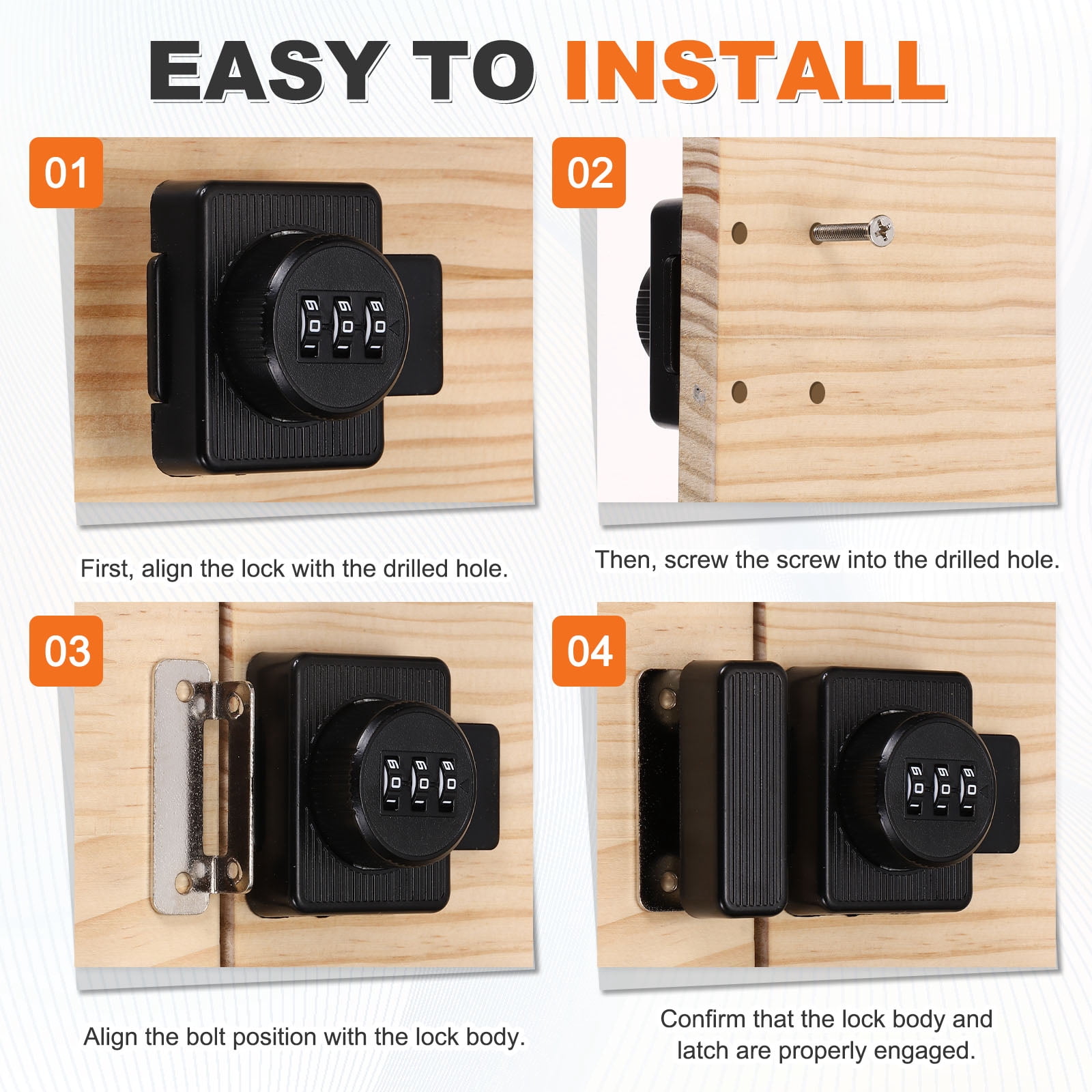 Uxcell 2 PCS Combination Cabinet Lock, 2 Inch 3-Digit Keyless Metal Drawer Locks with for Kitchen Cabinet Closet Cupboard Locker Wooden Door,Black
