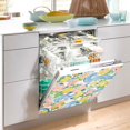 thumbnail image 2 of Yayeee Magnetic Dishwasher Cover for The Front Decoration Home Kitchen Machine Sticker Protector, Blue Floral Wave, 2 of 6