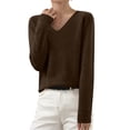thumbnail image 2 of Eiyaclvo V Neck Sweater for Women Lightweight Long Sleevee Knit Pullover Top Fall Loose Fit Cozy Sweaters, 2 of 6