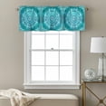 thumbnail image 3 of Turquoise Boho Kitchen Curtain Valances for Windows Farmhouse Short Curtains, Abstract Art Floral Ethnic Tribal Rod Pocket Valance Curtain for Bedroom Cafe Living Room 54"x18", 3 of 8