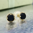 thumbnail image 2 of Gem Stone King 0.44 Ct Round 4mm Black Onyx Solid 14K Yellow Gold Stud Earrings for Women Men, 2 of 4