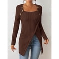 thumbnail image 5 of Woman Square-neck Off-shoulder Slit Sweater, 5 of 10