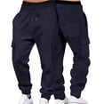 thumbnail image 1 of ShomPort Cargo Pants for Mens Drawstring Ankle Length Cinch Bottom Textured Jogger Pants with Multi-Pockets Cozy Athletic Trousers, 1 of 7