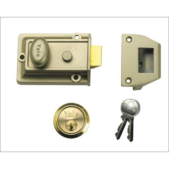 Yale Locks - P77 Traditional Nightlatch 60mm Backset Brasslux Finish Visi