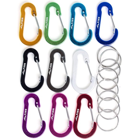 Set of 10 carabiners with mini carabiner, mini carabiner, small carabiner, carabiner for key