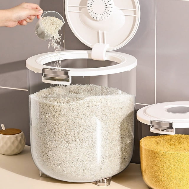 Cubo de arroz para el hogar, a prueba de insectos, a prueba de humedad, sellado, de grado alimenticio, caja de almacenamiento de arroz, tanque de arroz, tanque de almacenamiento de harina