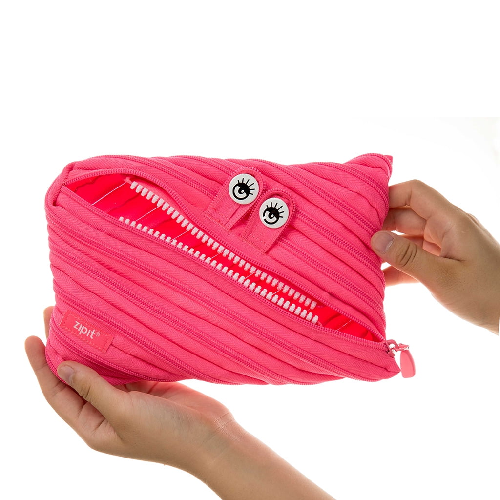 ZIPIT Monster Pencil Cases for Kids with Pink Color