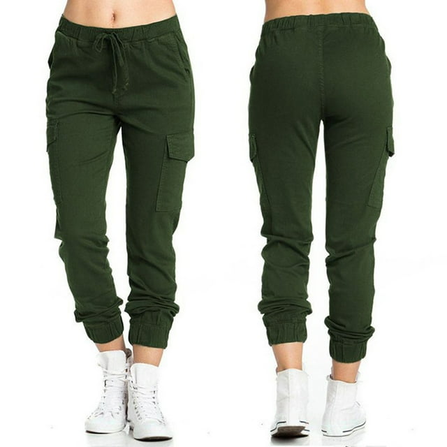 Offre du Jour! Georges Pantalon de Randonnée Joggers Mode Femmes Grande Taille à Cordon Décontracté Uni Taille Élastique Poche Pantalon Ample