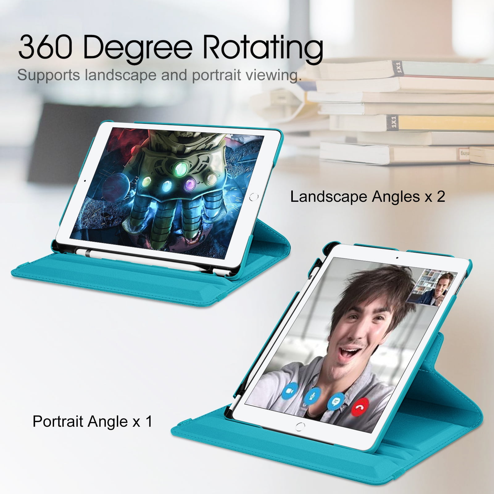Fintie 360 Rotating Case for 10.2-inch iPad 9th/ 8th/ 7th Generation - Swivel Cover with Pencil Holder for iPad 10.2" (2021/ 2020 / 2019 Model)