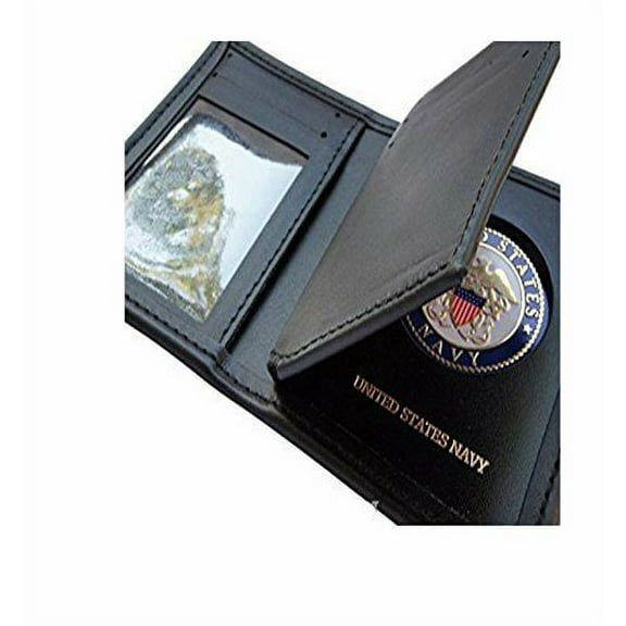 US Made Black Trifold Genuine Leather WALLET, Single ID Window and CC Slots - for Unisex