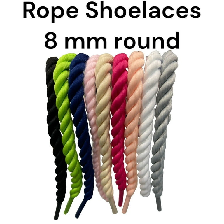 Strings Shoe Laces Twisted 8mm Round. Fits Thru Most Eyelids Fast Ship from U.S. (Shoelace Material:Black Rope Shoelaces 1 Pair;)