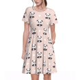 thumbnail image 1 of Easygdp Cute Panda para Vestido Transpirable de Mujer, Vestido Suelto de Manga Corta con Pliegues y Bolsillos para el Verano, 1 of 6