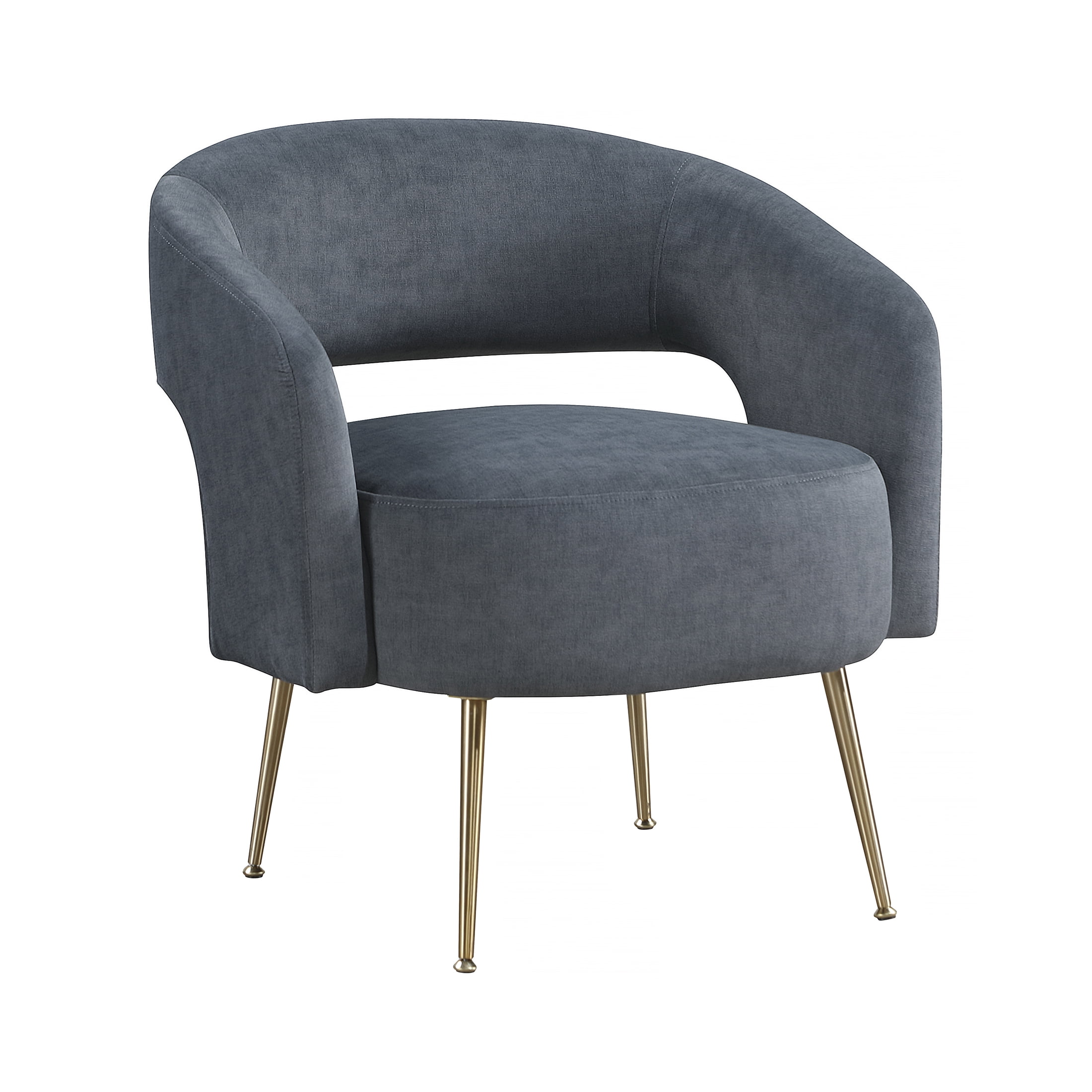 OakvillePark Arcluna Velvet Accent Chair with Metal Legs, Dark Gray
