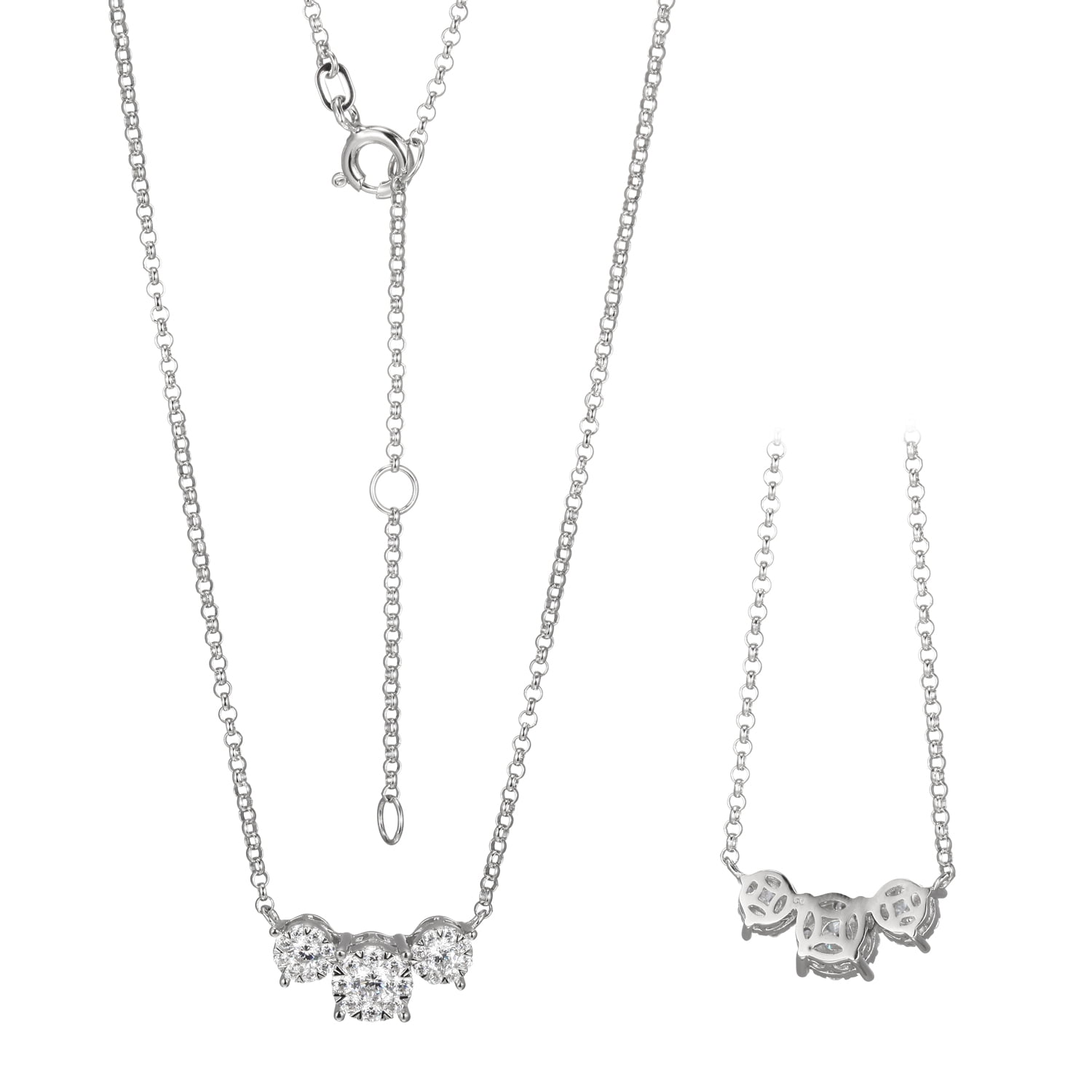 Forever Facets 5/8 CT TW Lab Grown Diamond Necklace in Platinum over Sterling Silver, Adult Female