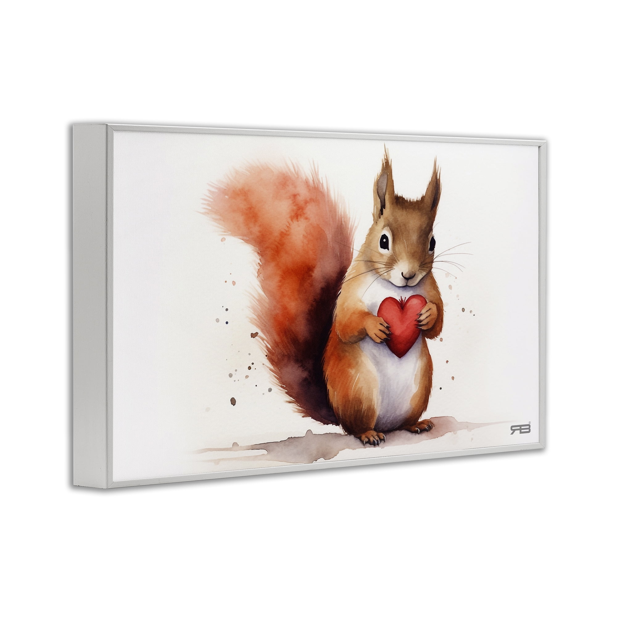 Stupell Industries Squirrel Holding Heart Animals & Insects Painting White Framed Art Print Wall Art, 30 x 20
