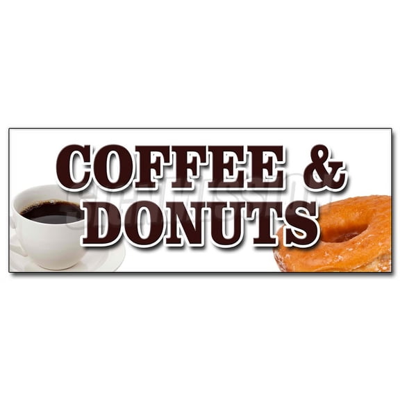 12" COFFEE & DONUTS DECAL sticker warm fresh doughnuts fresh brewed iced hot