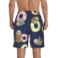 thumbnail image 3 of Kll Sloth With Donuts Men'S Casual Summer Beach Shorts Hawaiian Shorts With Pockets-Small, 3 of 9