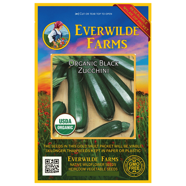 Everwilde Farms 20 Organic Black Zucchini Summer Squash Seeds Gold