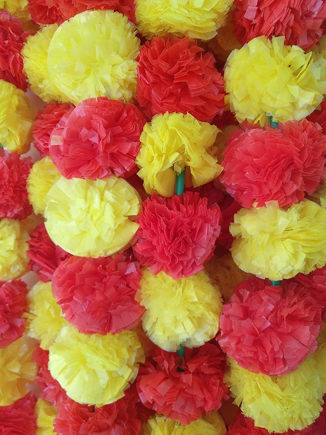 Indian Party Wedding Decoration Artificial Marigold red with yellow Garlands 