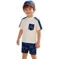 thumbnail image 2 of Baby Swimsuit Boy Kids Boys Camo Print Short Sleeve Two Piece with Cap Baby Boy Bathing Suit CE2 18-24 Months, 2 of 5