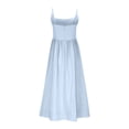 thumbnail image 6 of ClodeEU Women's French Vintage Fitted Spaghetti Strap Dress, Elegant Low Cut Flowy Midi Dress Blue,Womens Plus XL, 6 of 6