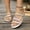Beige, variant on Feather Rhinestone Slide Sandals, Rhinestone Sandals Boho Leaf Strappy Bling Sandals Back Strap Embellished Open Toe Sparkly Glitter Bedazzled Shoes Flat Summer Dress Bohemian Vacation, Beige 8