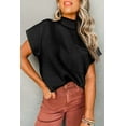 thumbnail image 3 of Women's Black Ribbed Knit Short Sleeve Sweater with Patch Pocket - [ZhiHiMeRi] | (US 4-6)S,Black, 3 of 12