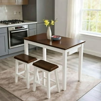 Yardi Yarda Bar Table and Chairs Set, 4 Piece Dining Table Set, Industrial Breakfast Table Set for Indoor, White