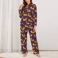 thumbnail image 2 of Lsque Stars and Fox Cute Pattern Long Sleeve Pajama Set for Women - Soft 2-Piece Sleepwear and Loungewear Set with Pockets, Comfy Nightwear-Small, 2 of 7