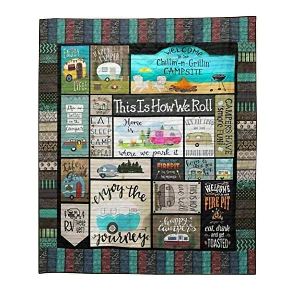 Tapis de camping Extérieur portable pour Fête et Voyage, Anti-Humidité, Élégant, à Carreaux Multicolores à Empiècements