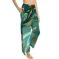 thumbnail image 2 of Balery Green And Gold Marble print Women's Pajama Pants,Ultra Lightweight Pjs,Lounge Pant-Small, 2 of 9