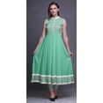 thumbnail image 2 of Bimba Sea Green Geometric Printed Women Designer Mandarin Collar Anarkali Dress Indian Ethnic Kurta Large, 2 of 6