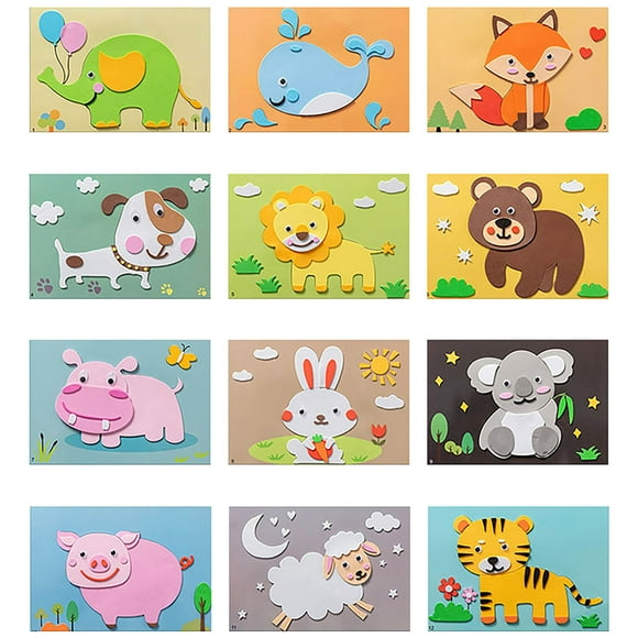 Bwiyojiz 8.26x5.7" Jouet de Simulation Jouets Peinture en EVA Autocollante et Ensemble de Matériel Éducatif Bricolage, Cadeaux pour la Maison