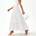 thumbnail image 5 of Amzcrzy Women's Long Skirts with Elastic Waistband Fashion Tiered A-Line Pleated Maxi Skirts Summer Going Out Outfits for Women Comfortable Flowy Beach Vacation Linen Skirt, 5 of 5