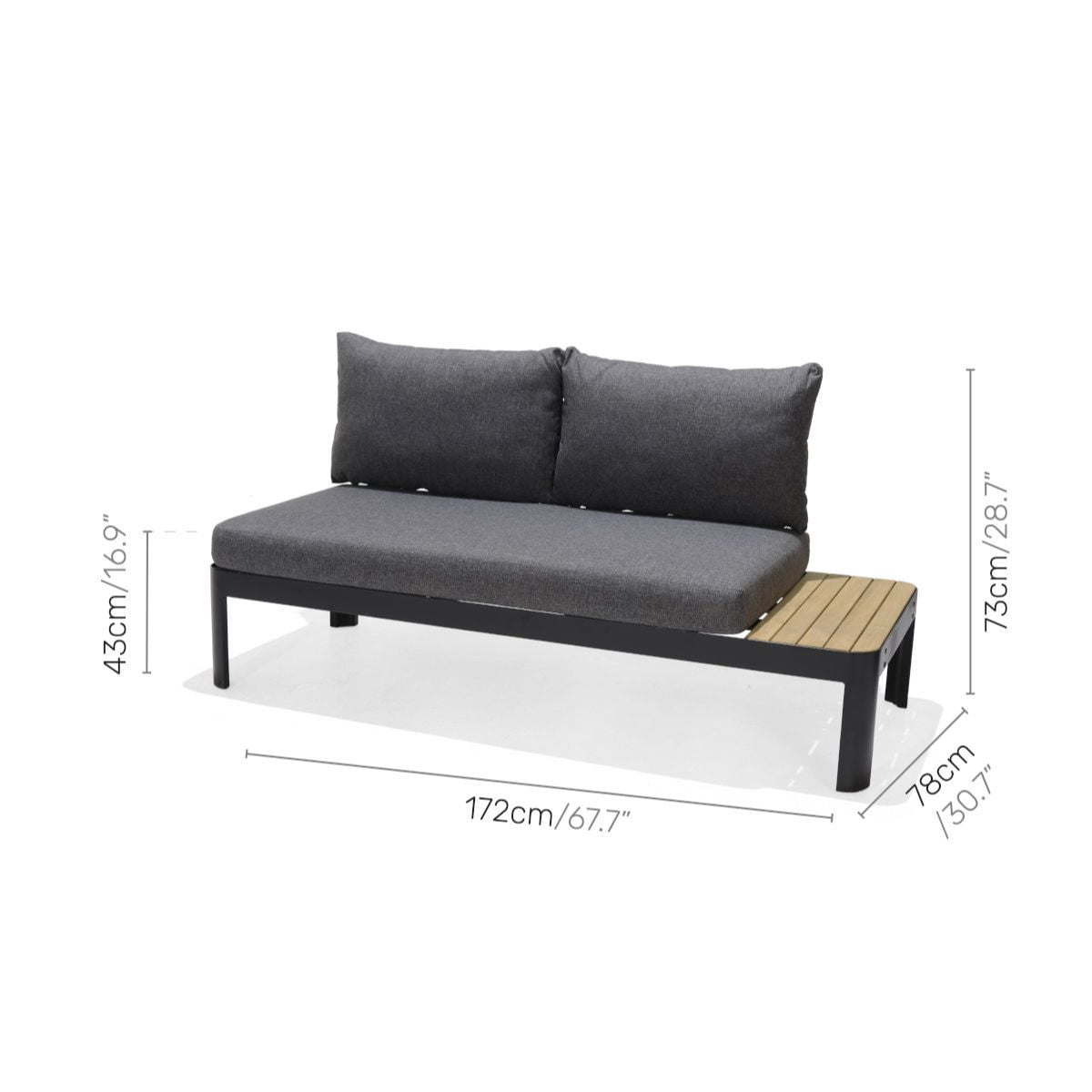 Amazonia Portofino , 100% FSC Certified Teak & Aluminum, Outdoor Patio Sofa with Cushions